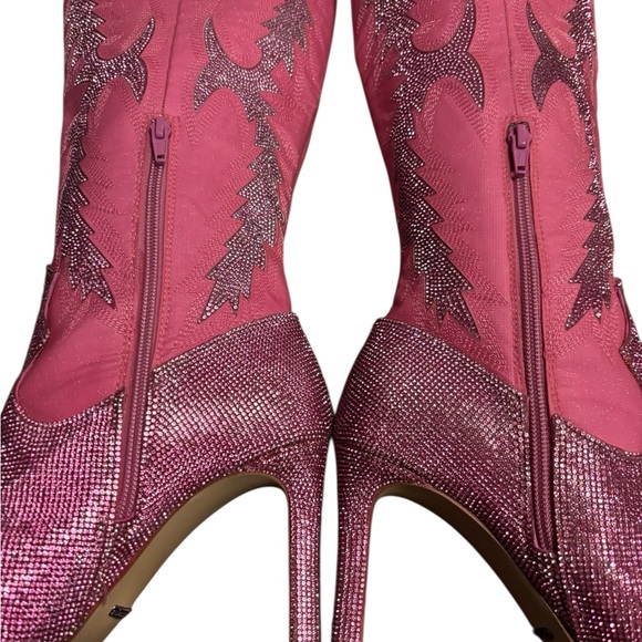 Gianni Bini: Katyanna Over-the-Knee Hot Pink Rhinestone Embellished Western Boot - Picture 12 of 15